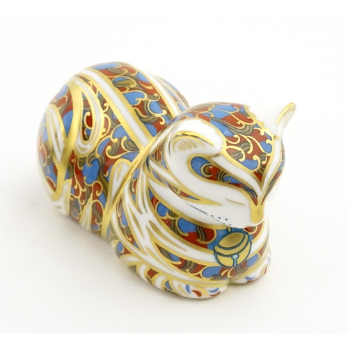 114 - Two Royal Crown Derby paperweights modelled as cats, one a limited edition example titled Majestic K... 