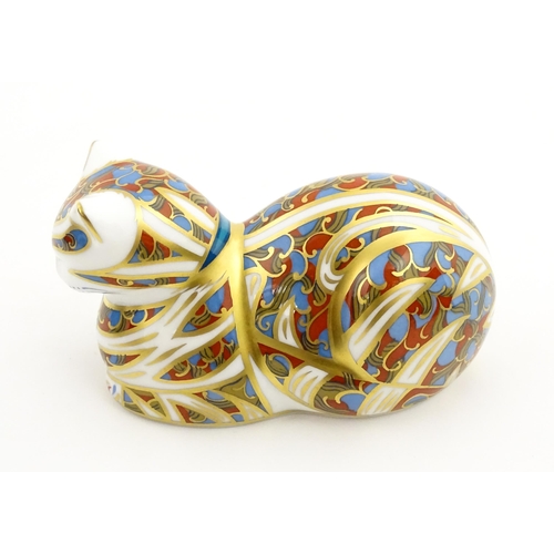 114 - Two Royal Crown Derby paperweights modelled as cats, one a limited edition example titled Majestic K... 