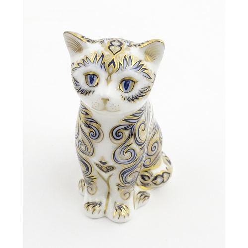 114 - Two Royal Crown Derby paperweights modelled as cats, one a limited edition example titled Majestic K... 