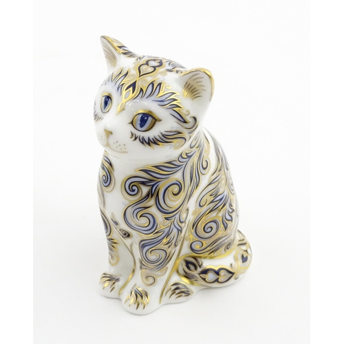 114 - Two Royal Crown Derby paperweights modelled as cats, one a limited edition example titled Majestic K... 