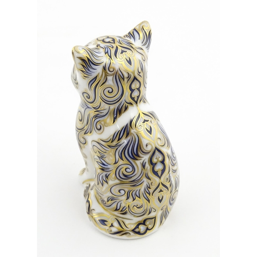 114 - Two Royal Crown Derby paperweights modelled as cats, one a limited edition example titled Majestic K... 