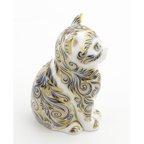 114 - Two Royal Crown Derby paperweights modelled as cats, one a limited edition example titled Majestic K... 