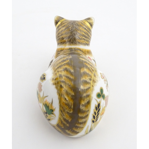 115 - Two Royal Crown Derby paperweights modelled as cats, one titled Cottage Garden Cat. Marked under. Bo... 