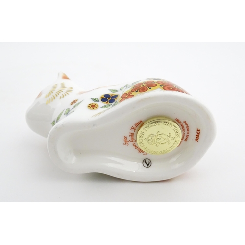 115 - Two Royal Crown Derby paperweights modelled as cats, one titled Cottage Garden Cat. Marked under. Bo... 