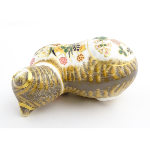 115 - Two Royal Crown Derby paperweights modelled as cats, one titled Cottage Garden Cat. Marked under. Bo... 