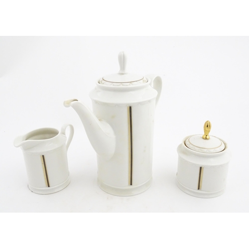 166 - A quantity of Rosenthal coffee wares with stripe detail, to include coffee pot, milk jug, sugar bowl... 