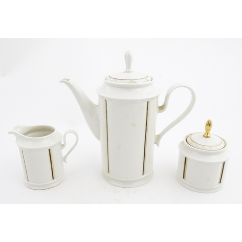 166 - A quantity of Rosenthal coffee wares with stripe detail, to include coffee pot, milk jug, sugar bowl... 