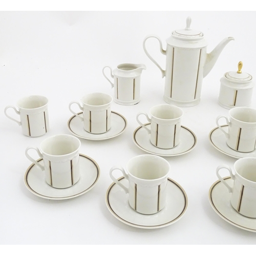 166 - A quantity of Rosenthal coffee wares with stripe detail, to include coffee pot, milk jug, sugar bowl... 