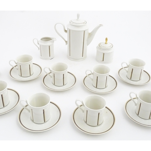 166 - A quantity of Rosenthal coffee wares with stripe detail, to include coffee pot, milk jug, sugar bowl... 