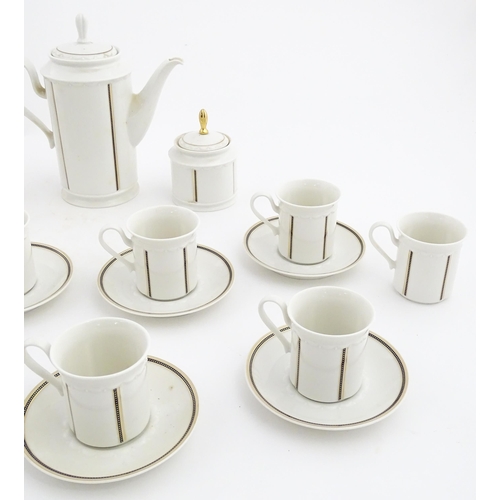 166 - A quantity of Rosenthal coffee wares with stripe detail, to include coffee pot, milk jug, sugar bowl... 