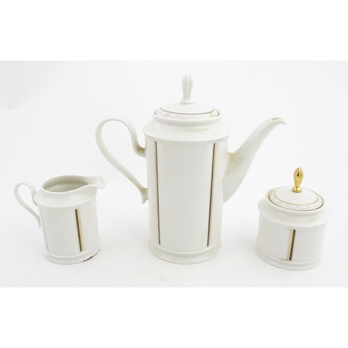 166 - A quantity of Rosenthal coffee wares with stripe detail, to include coffee pot, milk jug, sugar bowl... 