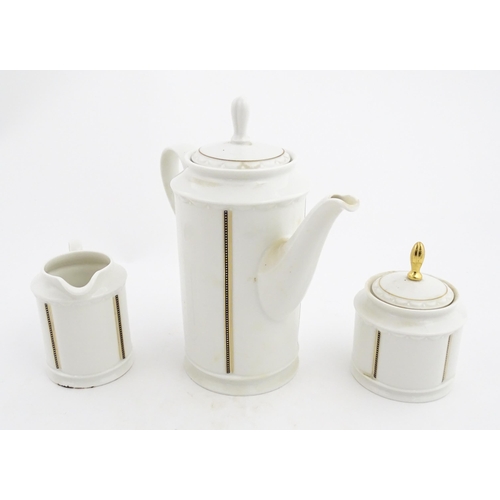 166 - A quantity of Rosenthal coffee wares with stripe detail, to include coffee pot, milk jug, sugar bowl... 