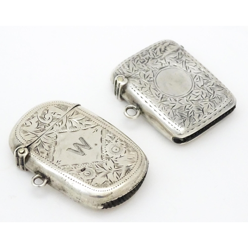 250 - A silver vesta case with engraved decoration. Hallmarked Chester 1908 maker S Blanckensee & Son Ltd.... 