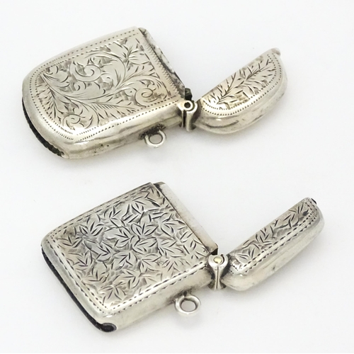 250 - A silver vesta case with engraved decoration. Hallmarked Chester 1908 maker S Blanckensee & Son Ltd.... 