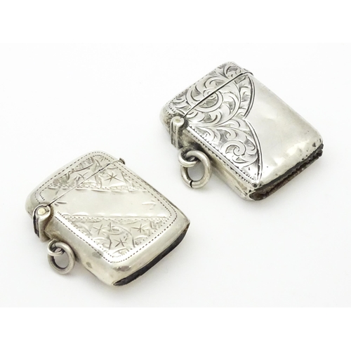 337 - Two silver vesta cases both hallmarked  Birmingham 1908, maker Albert Jackson and Henry Williamson L... 