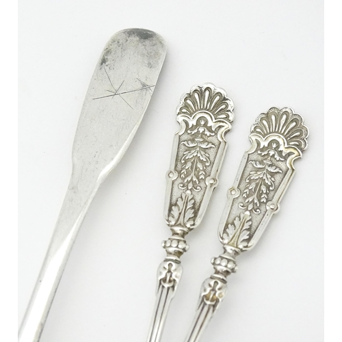 350 - A pair of Continental .800 silver teaspoons together with a silver fiddle pattern teaspoon hallmarke... 