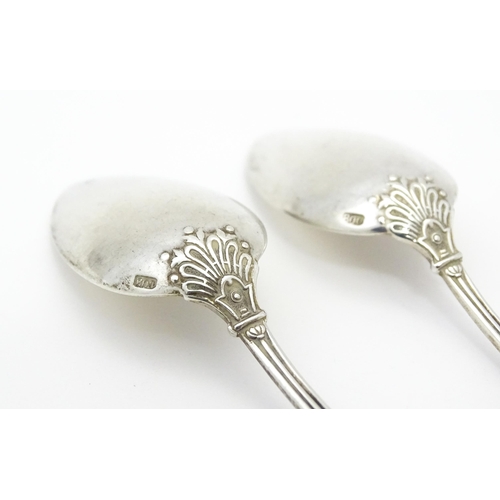 350 - A pair of Continental .800 silver teaspoons together with a silver fiddle pattern teaspoon hallmarke... 