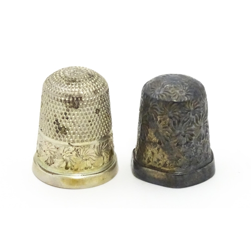 387 - Two silver thimbles, to include one hallmarked Birmingham 1912, maker James Swann (TW approx. 7.8g)(... 