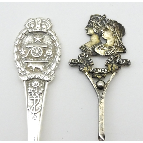 401 - Two commemorative / souvenir spoons, one with bowl engraved 1837-97 hallmarked London 1896, maker Co... 