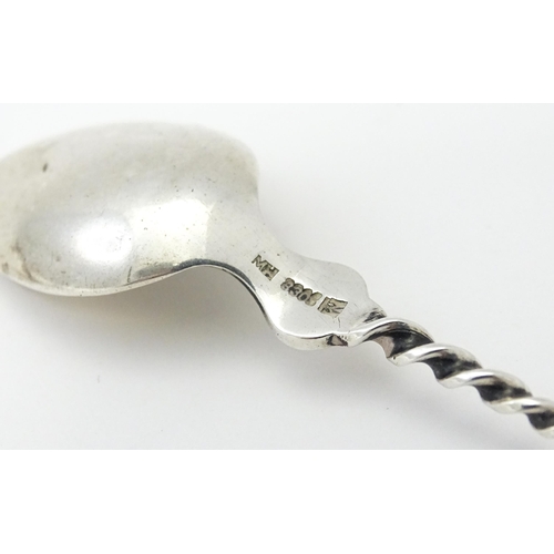 407 - A Norwegian silver coffee spoon by Marius Hammer together with an old English salt spoon hallmarked ... 