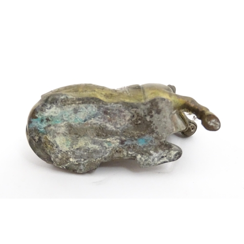 1049 - Three assorted items to include an Indian cast brass Nandi idol modelled as a recumbent bull with st... 