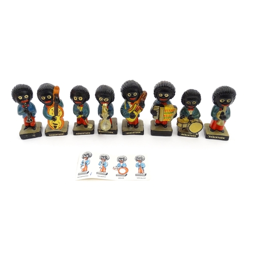 1082 - Eight ceramic hand painted Robertson jam advertising band figures comprising Saxophone, Trumpet, Dru... 