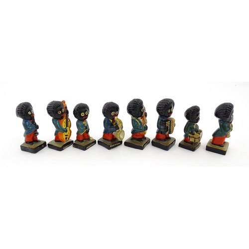 1082 - Eight ceramic hand painted Robertson jam advertising band figures comprising Saxophone, Trumpet, Dru... 