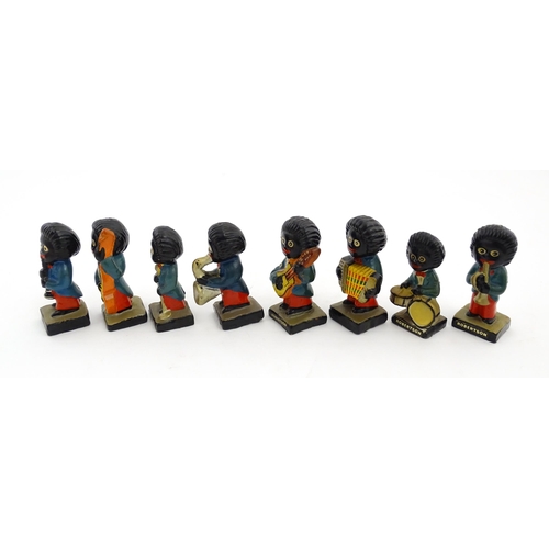 1082 - Eight ceramic hand painted Robertson jam advertising band figures comprising Saxophone, Trumpet, Dru... 