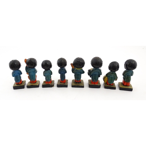 1082 - Eight ceramic hand painted Robertson jam advertising band figures comprising Saxophone, Trumpet, Dru... 