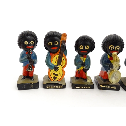 1082 - Eight ceramic hand painted Robertson jam advertising band figures comprising Saxophone, Trumpet, Dru... 