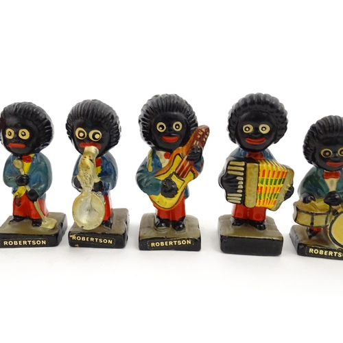 1082 - Eight ceramic hand painted Robertson jam advertising band figures comprising Saxophone, Trumpet, Dru... 