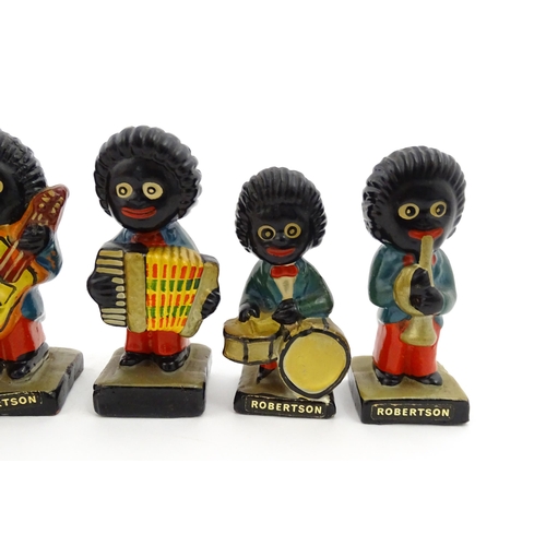 1082 - Eight ceramic hand painted Robertson jam advertising band figures comprising Saxophone, Trumpet, Dru... 