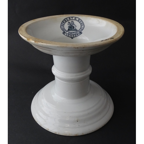 1086 - A Victorian ceramic ham stand by Herbert & Son of West Smithfield, London. Approx. 7