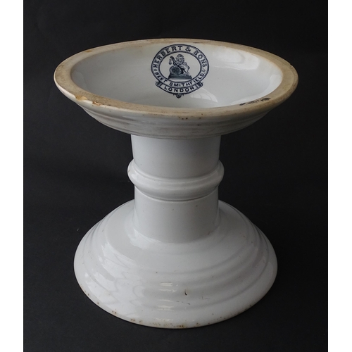 1086 - A Victorian ceramic ham stand by Herbert & Son of West Smithfield, London. Approx. 7