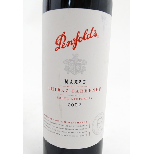 1095 - Five 75cl bottles of red wine, comprising a 2019 Penfolds Max's Shiraz Cabernet, a 2004 Arniston Bay... 