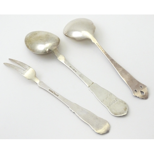 308 - Scandinavian silver : A Norwegian .830 silver spoon by Magnus Aase of Bergen Norway,  a .830 silver ... 