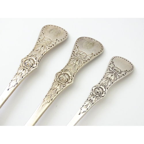 309 - Scandinavian silverplate: Three Norwegian silver plate forks  by Thorvald Marthinsen and monogrammed... 