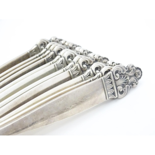 315 - Scandinavian Silver Plate : A quantity of Norwegian silver plate flatware to include spoons and fork... 