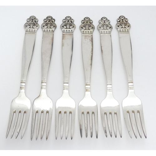 315 - Scandinavian Silver Plate : A quantity of Norwegian silver plate flatware to include spoons and fork... 