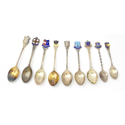 404 - A quantity of assorted silver souvenir teaspoons from Great Britain and Channel Islands, examples to... 