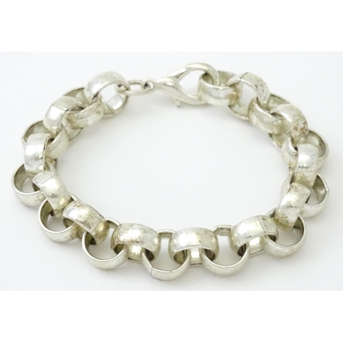 757 - Six silver and white metal bracelets to include one of bangle form with engraved decoration hallmark... 