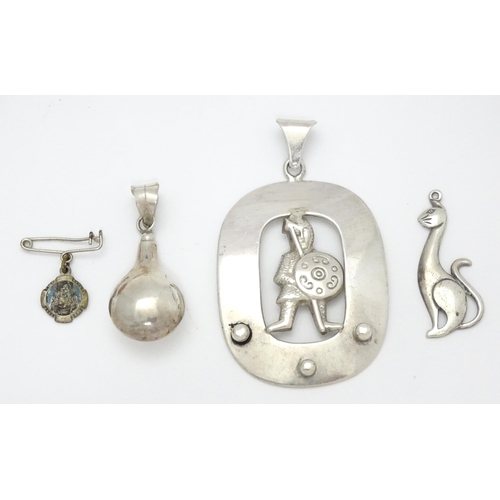 764 - A quantity of assorted brooches, pendants, earrings etc to include a Scandinavian  .830 silver penda... 