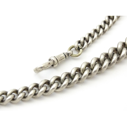 794 - A silver Albert watch chain with silver fob and T-bar. Chain approx. 13 1/2