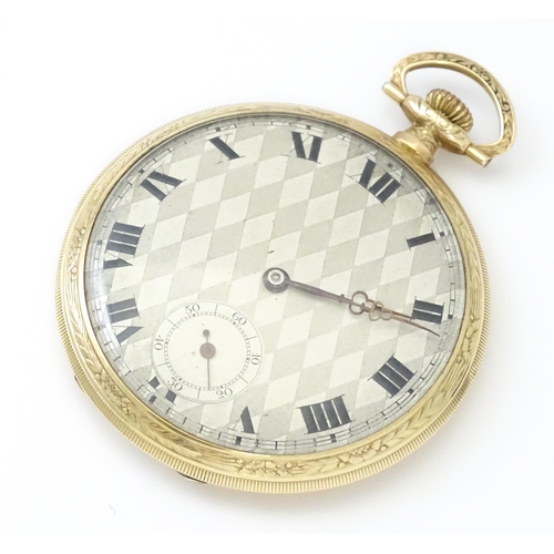 798 - A 9ct gold top wind pocket watch with Roman numerals and subsidiary Arabic seconds dial. The Case be... 