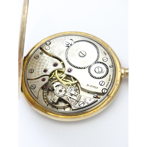 798 - A 9ct gold top wind pocket watch with Roman numerals and subsidiary Arabic seconds dial. The Case be... 