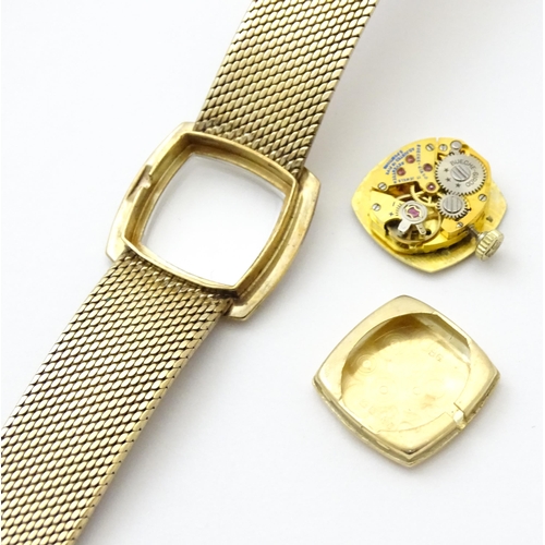 806 - A 9ct gold cased ladies wristwatch by Bueche-Girod, with 9ct gold strap. Watch approx. 7/8