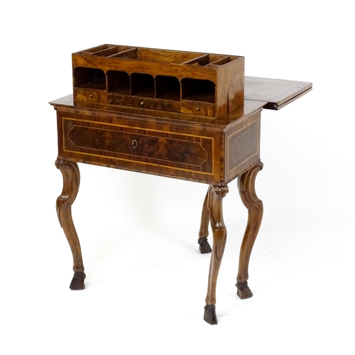 1494 - A late 18thC / early 19thC metamorphic card table of burr walnut, rosewood and mahogany construction... 