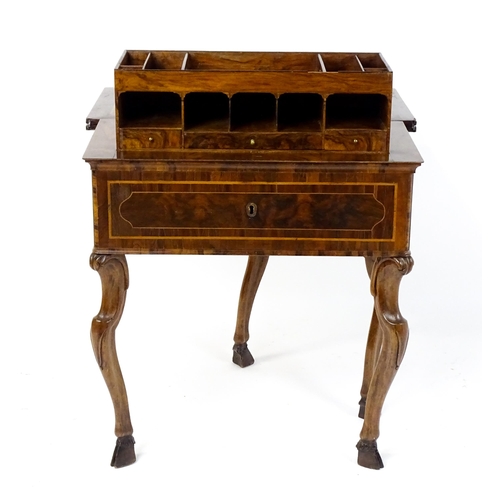 1494 - A late 18thC / early 19thC metamorphic card table of burr walnut, rosewood and mahogany construction... 