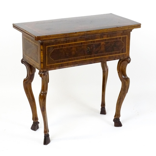 1494 - A late 18thC / early 19thC metamorphic card table of burr walnut, rosewood and mahogany construction... 