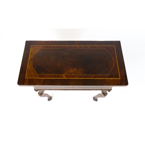 1494 - A late 18thC / early 19thC metamorphic card table of burr walnut, rosewood and mahogany construction... 